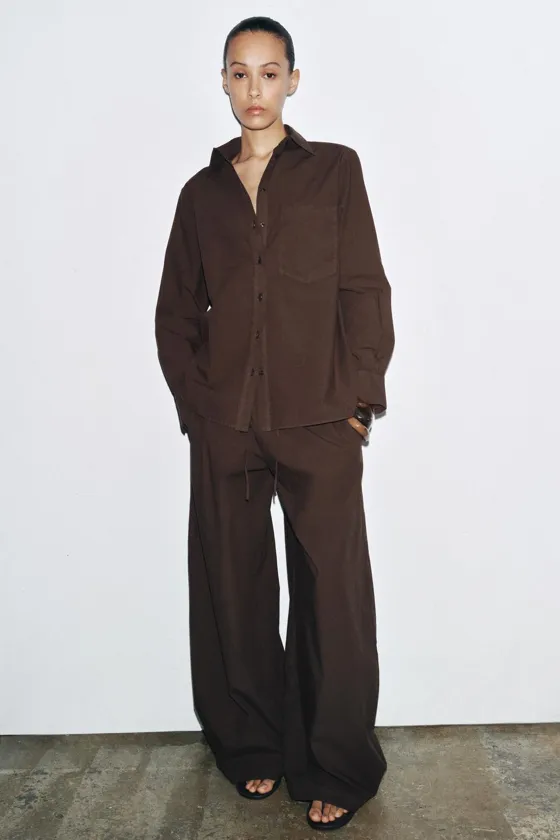 БРЮКИ WIDE-LEG ИЗ ПОПЛИНА — ZW COLLECTION