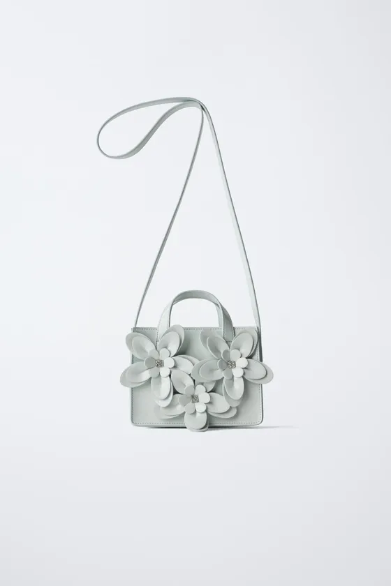 СУМКА С ПЛЕЧЕВЫМ РЕМНЕМ И ЦВЕТОЧНЫМИ ДЕТАЛЯМИ 3D