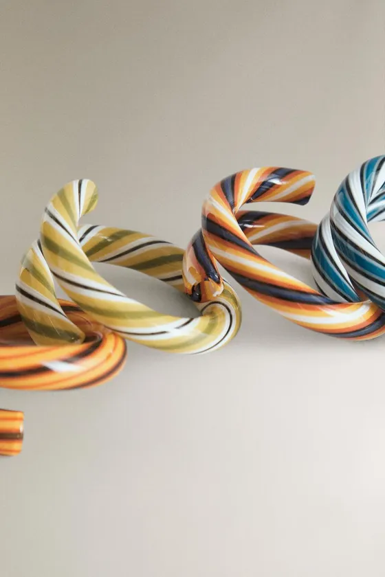 Набор стеклянных кольц для салфеток со спиральным дизайном (набор из 4 шт.)