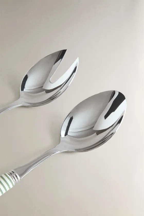 Набор столовых приборов для салата с полосатыми ручками (набор из 2)