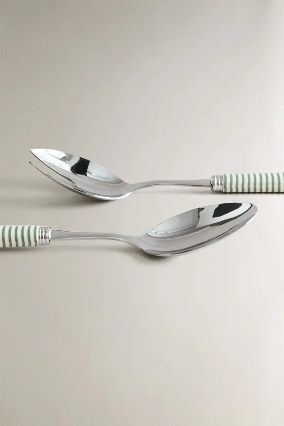 Набор столовых приборов для салата с полосатыми ручками (набор из 2)