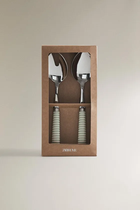 Набор столовых приборов для салата с полосатыми ручками (набор из 2)