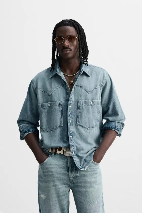 ДЖИНСОВАЯ РУБАШКА В КОВБОЙСКОМ СТИЛЕ