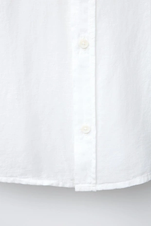 Рубашка из хлопка и льна с воротником-стойкой- Заказать в России