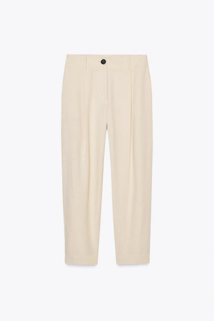 Брюки с защипами и эластичным поясом- Заказать в России