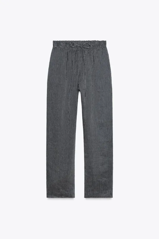 БРЮКИ ИЗ СМЕСОВОГО ЛЬНА В ПОЛОСКУ — ZW COLLECTION