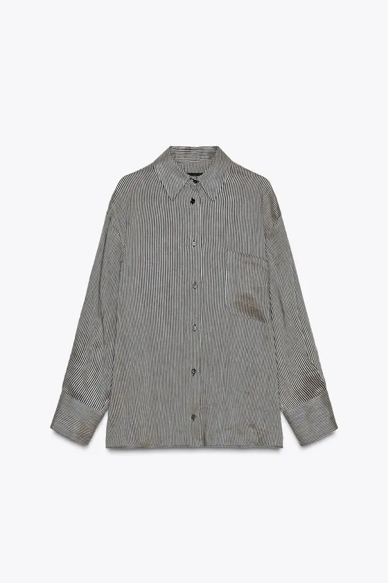 РУБАШКА ИЗ СМЕСОВОГО ЛЬНА В ПОЛОСКУ — ZW COLLECTION