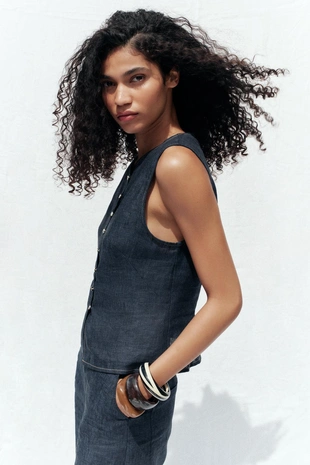 Двубортный льняной жилет- Заказать в России