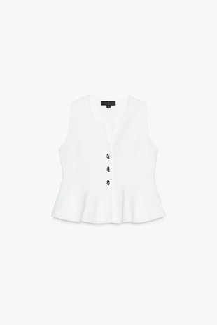 Трикотажный топ с баской- Заказать в России