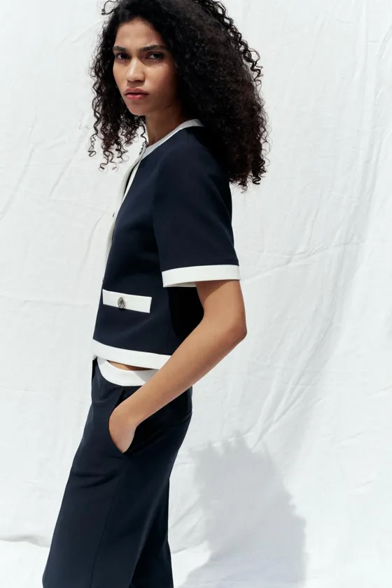БРЮКИ STRAIGHT FIT С КОНТРАСТНЫМ ПОЯСОМ