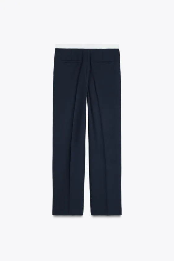 БРЮКИ STRAIGHT FIT С КОНТРАСТНЫМ ПОЯСОМ