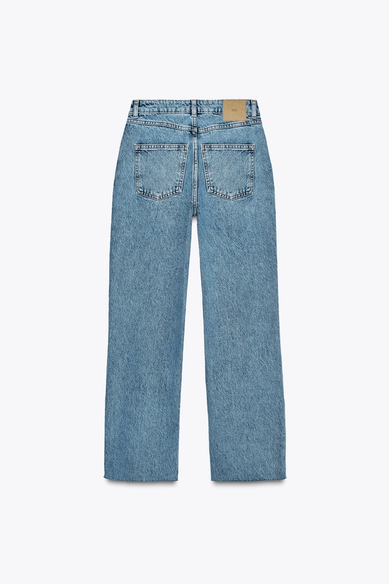 Джинсы zara z.09 прямого кроя на высокой талии с перекрестным поясом на щиколотку