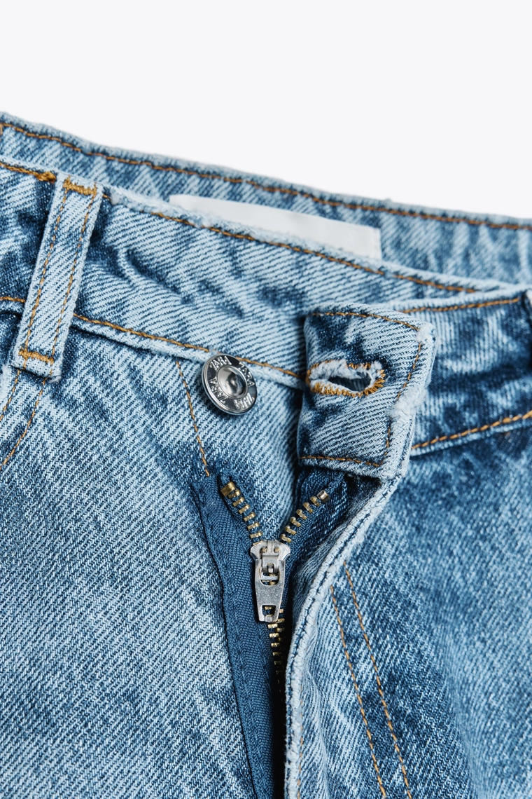 Джинсы zara z.09 прямого кроя на высокой талии с перекрестным поясом на щиколотку