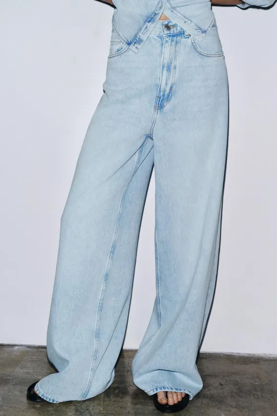Zara zw collection high-waist palazzo jeans - Цвет голубой