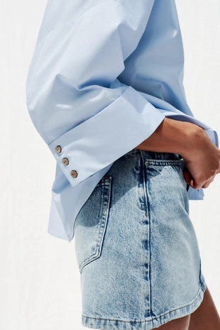 Рубашка из поплина с широкими рукавами- Заказать в России