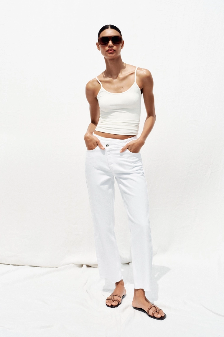 すーら★　0710 Zara Джинсы z.09 прямые на щиколотку с высокой талией и