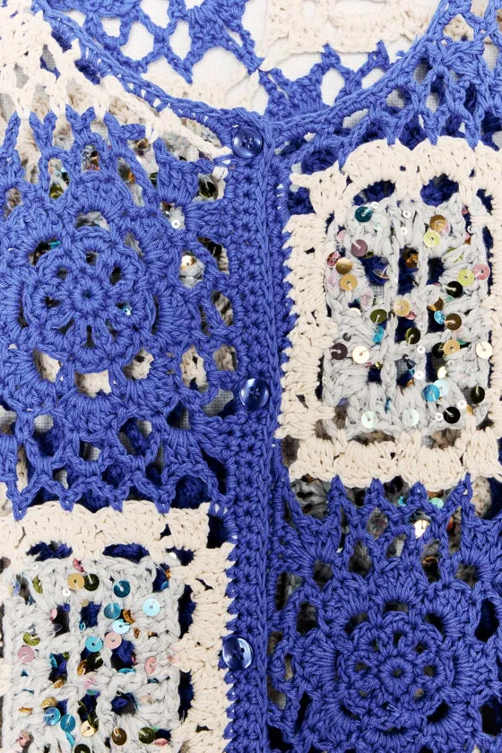 КАРДИГАН ИЗ КРУЖЕВА КРОШЕ С ПАЙЕТКАМИ