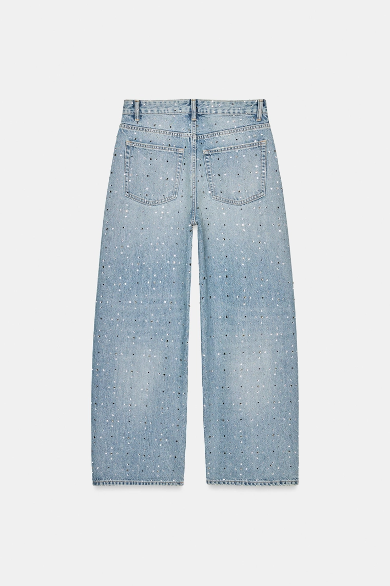 Джинсы широкого покроя с блестками средней посадки trf