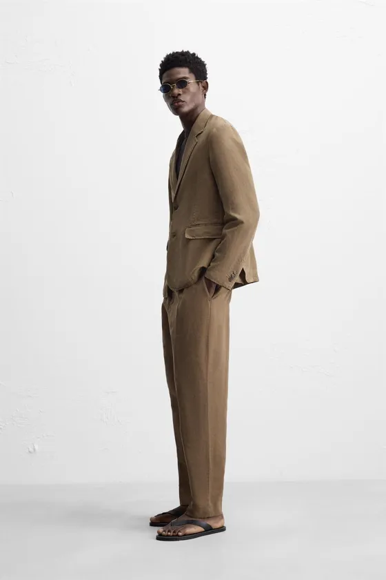 БЛЕЙЗЕР RELAXED FIT ИЗ ТКАНИ С ЭФФЕКТОМ ПОТЕРТОСТИ