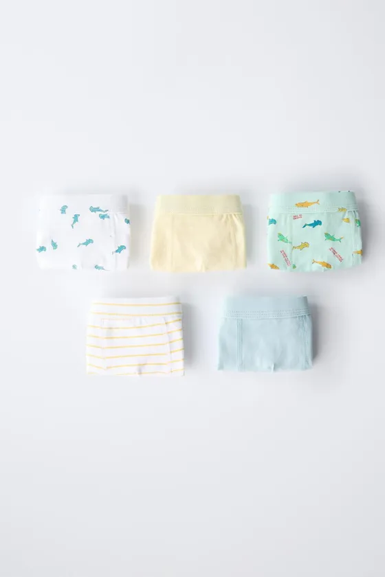 Трусы zara с принтом акул, пятерка, 3-6 лет