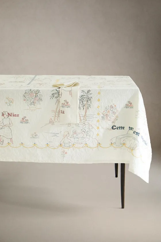 Хлопковый скатерть toile de jouy