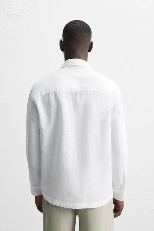 Рубашка поло из хлопка и льна- Заказать в России