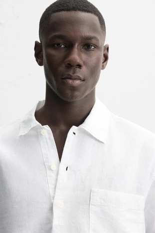 Рубашка поло из хлопка и льна- Заказать в России