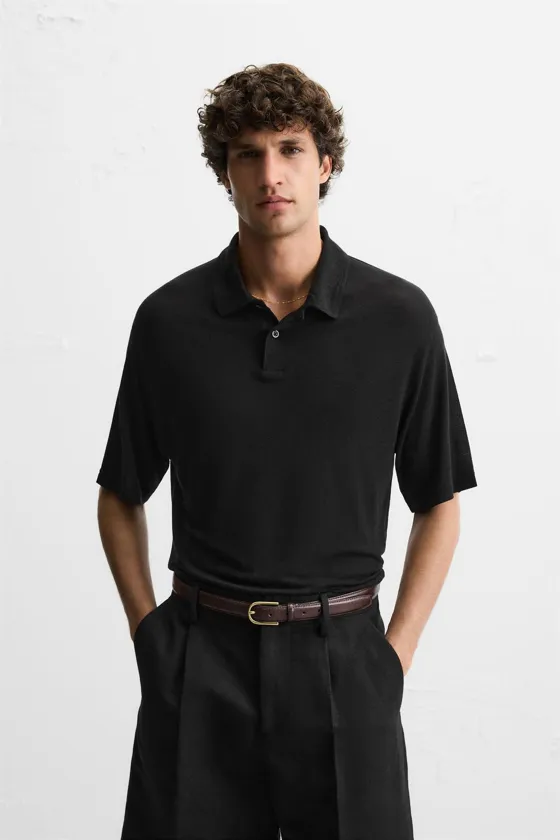 РУБАШКА ПОЛО ИЗО ЛЬНА И ВИСКОЗЫ