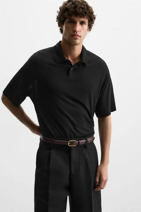 РУБАШКА ПОЛО ИЗО ЛЬНА И ВИСКОЗЫ