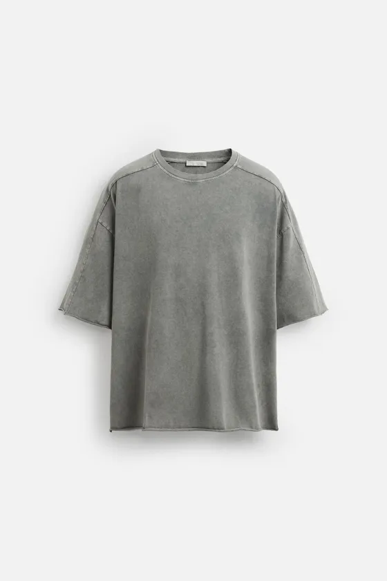 ФУТБОЛКА RELAXED FIT ИЗ ТКАНИ С ЭФФЕКТОМ ПОТЕРТОСТИ