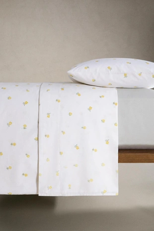Простынь из хлопка с цветочным принтом мимозы- Заказать в России