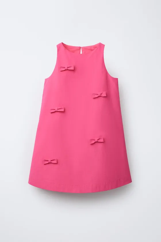 POPLIN DRESS WITH BOWS