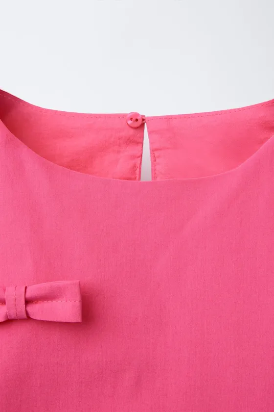 POPLIN DRESS WITH BOWS