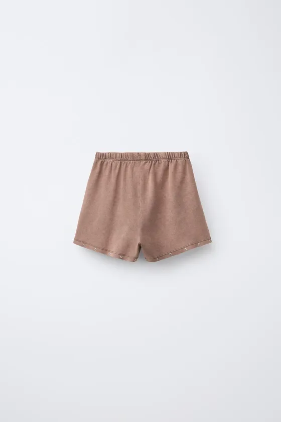 STUDDED WASHED-EFFECT BERMUDA SHORTS