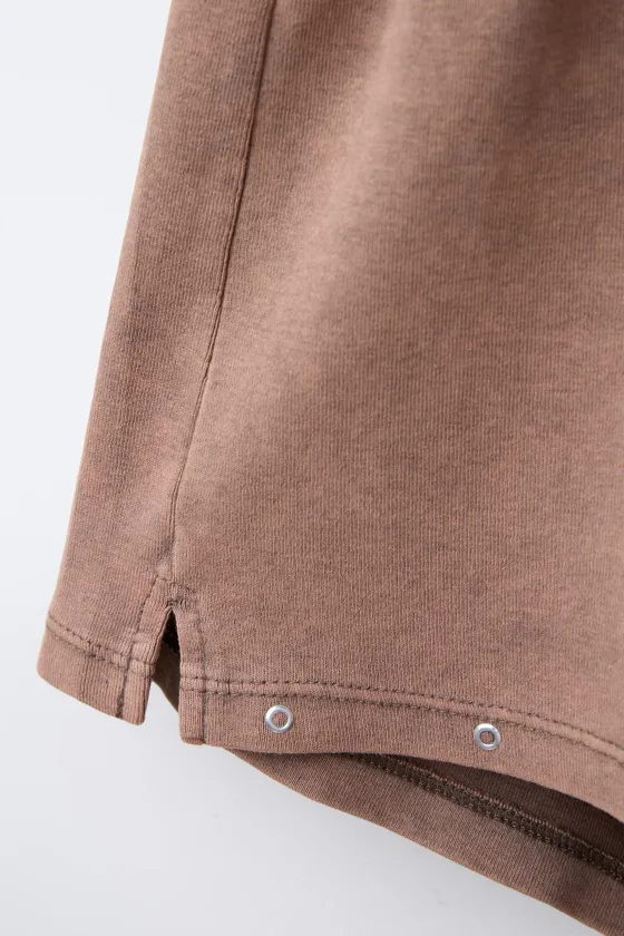 STUDDED WASHED-EFFECT BERMUDA SHORTS