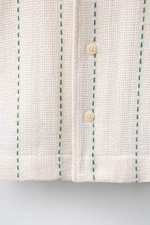 Рубашка в стиле рустик с вышивкой в полоску- Заказать в России