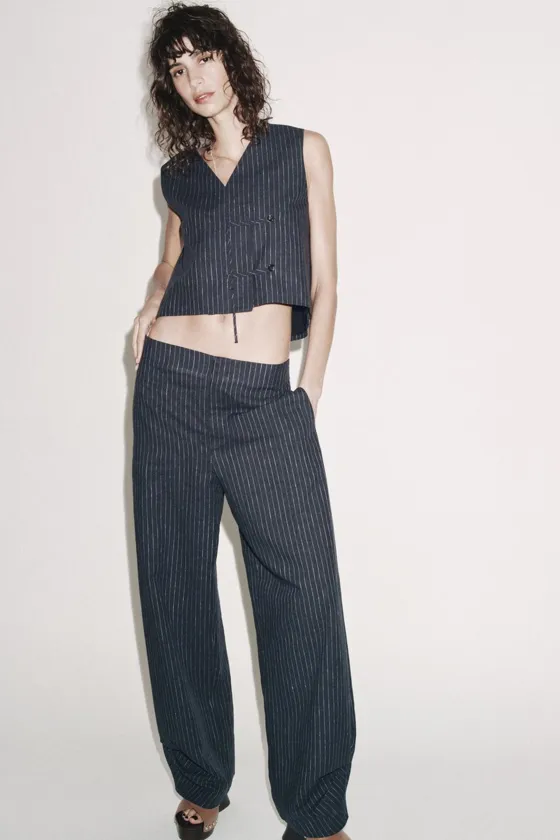 ЖИЛЕТ ИЗ СМЕСОВОГО ЛЬНА В ПОЛОСКУ — ZW COLLECTION