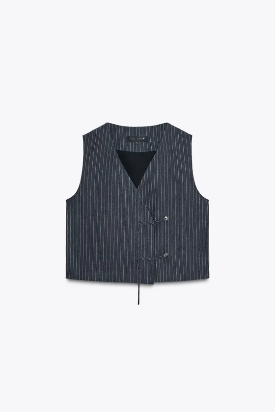 ЖИЛЕТ ИЗ СМЕСОВОГО ЛЬНА В ПОЛОСКУ — ZW COLLECTION