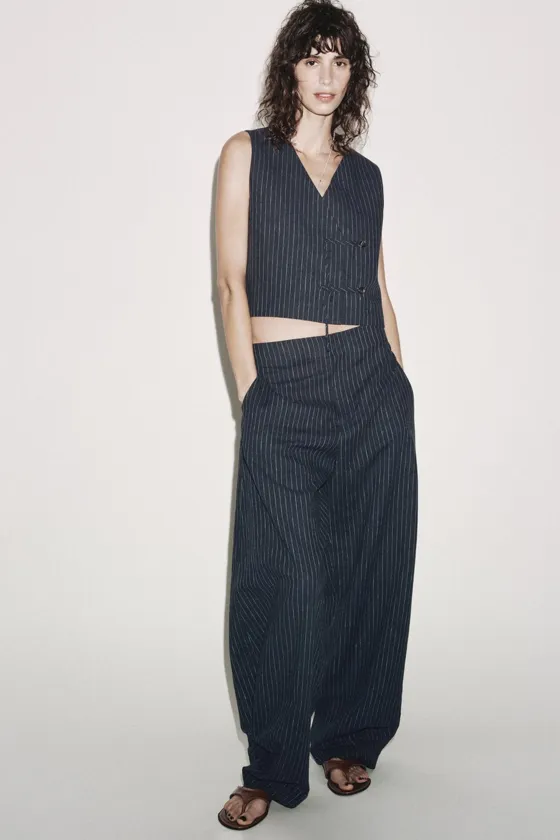 ЖИЛЕТ ИЗ СМЕСОВОГО ЛЬНА В ПОЛОСКУ — ZW COLLECTION