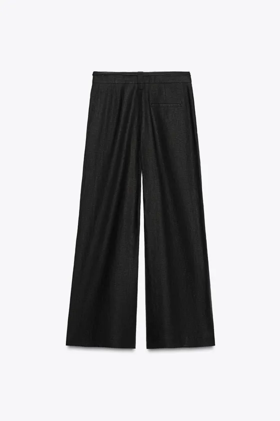 ШИРОКИЕ БРЮКИ ИЗ СМЕСОВОГО ЛЬНА — ZW COLLECTION