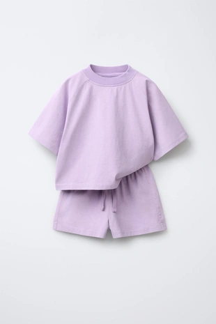 Mauve | 0257/701/612 - Zara Комплект из футболки и шортов, окрашенный в готовом виде