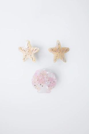 Набор из 3 заколок для волос «ракушка» и «звезды»- Заказать в России