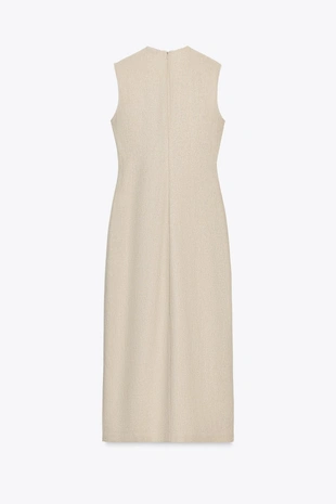 Платье миди из смесового льна с пряжкой- Заказать в России