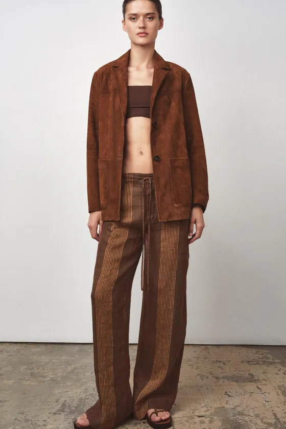 БРЮКИ ИЗ 100% ЛЬНА В ПОЛОСКУ — ZW COLLECTION