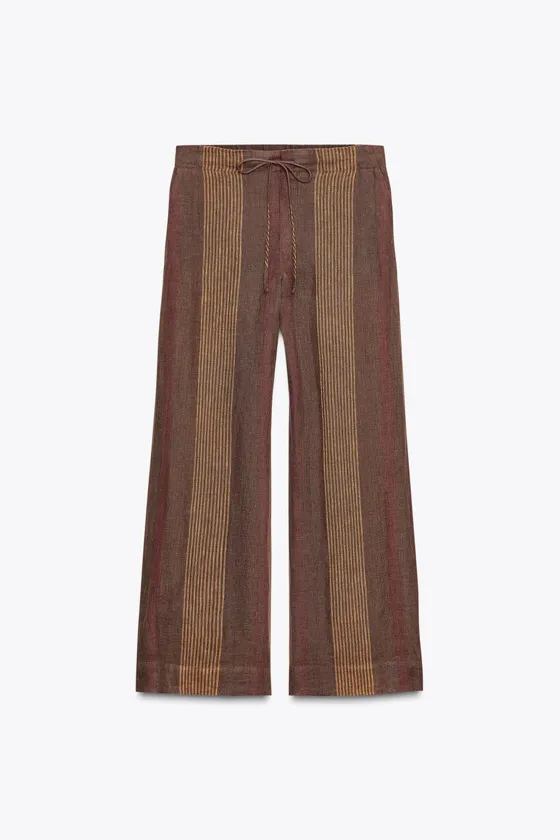 БРЮКИ ИЗ 100% ЛЬНА В ПОЛОСКУ — ZW COLLECTION