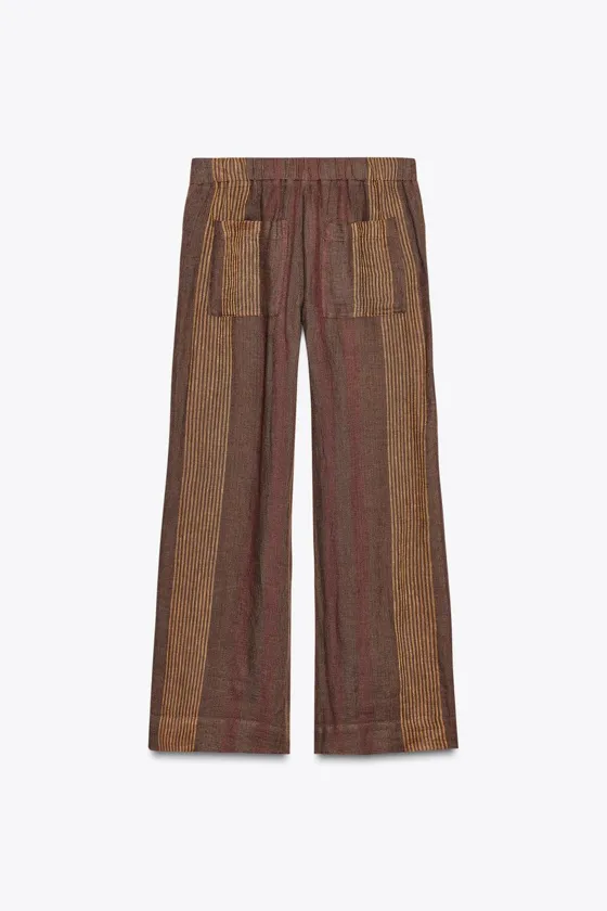 БРЮКИ ИЗ 100% ЛЬНА В ПОЛОСКУ — ZW COLLECTION