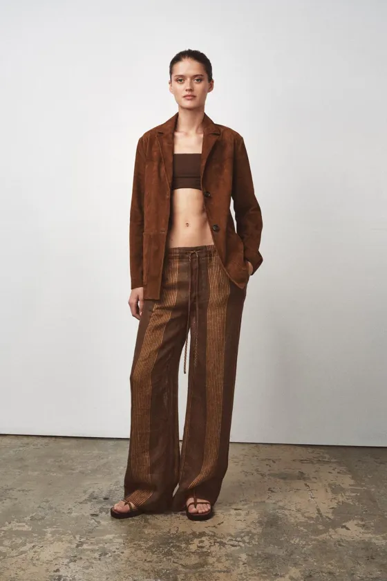 БРЮКИ ИЗ 100% ЛЬНА В ПОЛОСКУ — ZW COLLECTION