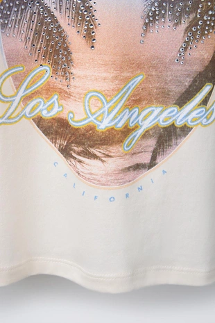 Футболка с принтом «фестиваль» со стразами- Заказать в России