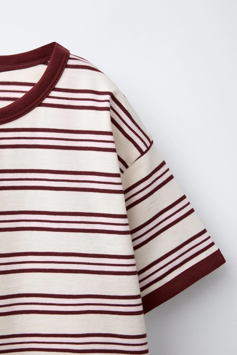 Футболка zara timeless - полосатая с контрастными обрезками