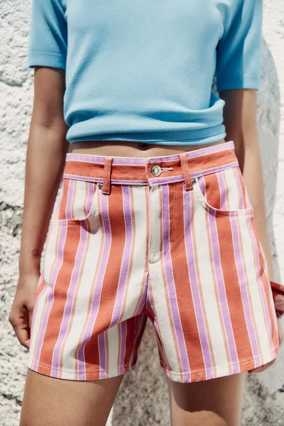 ШОРТЫ Z1975 MOM FIT В ПОЛОСКУ С ВЫСОКОЙ ПОСАДКОЙ